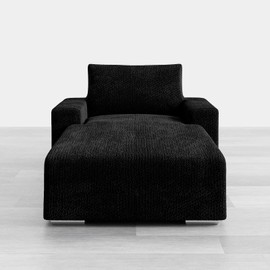 PAULATO BY GA.I.CO. Chaise Lounge Cover Lounge Chair Sofa Slipcover- Soft Polyester Fabric Slipcovers - 1-Piece Form Fit Stretch Furniture Slipcover - Velvet Collection - Black (Chaise Lounge)