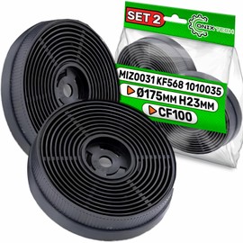 2 Pieces Carbon Filter Hood Hood Ø 175 mm Type CF100 with Original Code MIZ0031 KF568 1010035 for Exquisit for Respekta for Bomann - 5 Year Warranty - ONIX TECH