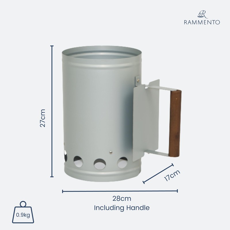 Rammento Extra Large BBQ Chimney Starter - Fast Charcoal Burner