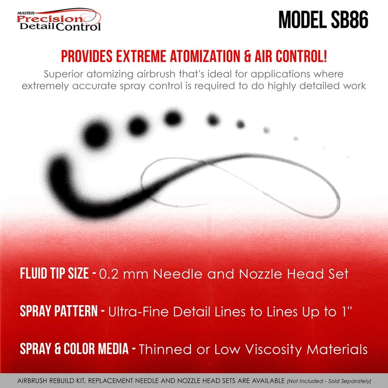 Master Airbrush SB86 Dual-Action Side Feed Air Brush Set with