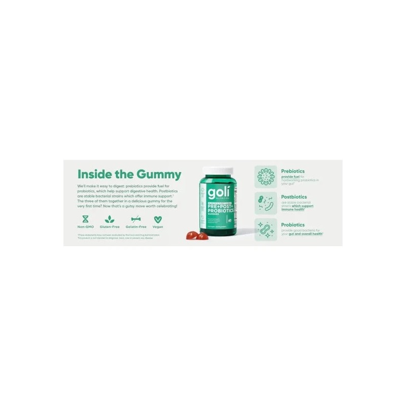 Goli Nutrition 3in1 Pre + Post + Probiotics Gummies Digestive