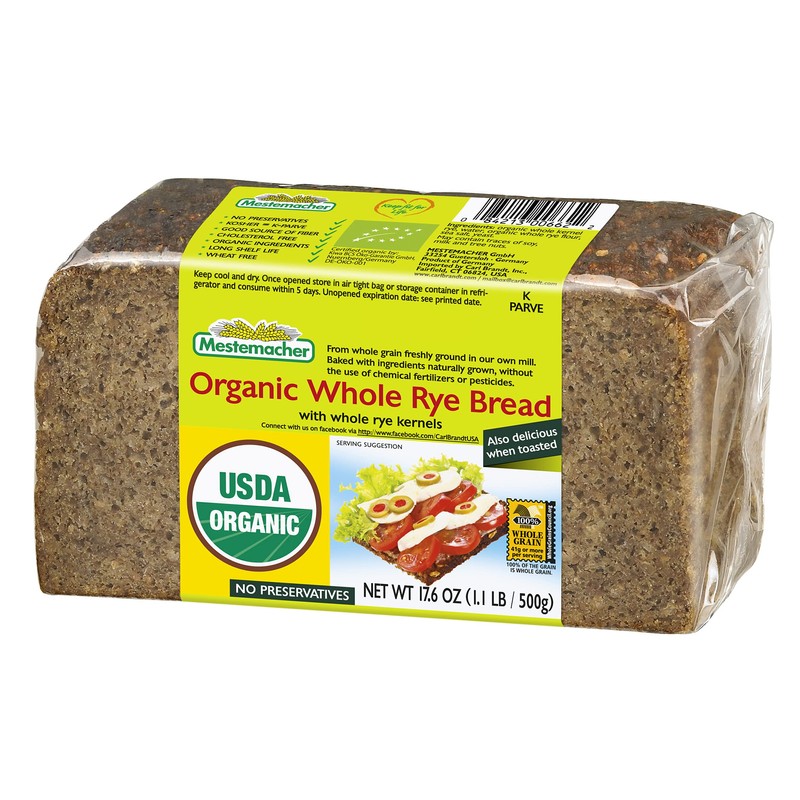 Mestemacher Whole Grain Bread (Organic Whole Rye, 17.6 oz, pack
