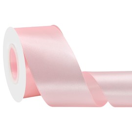 Simplegoal Double Face Pink Satin Ribbon 2 Inch X 25 Yards Polyester Ribbons for Gift Wrapping Fabric Ribbon for Crafts Flower Bouquet Sewing Arts Wedding Party Decoration