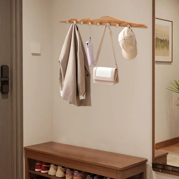 Unbranded Wall Mounted Coat Rack 8 Heavy Duty Brass Hook