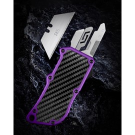 ainhue RU36 Retractable Utility Knife, 3.66 Inch Aluminum Ergonomic Handle with Pocket Clip, 5pcs SK5 Replacement Carbon Steel Blades, EDC Craft Box Cutter Knife For Office Home Arts (Purple)