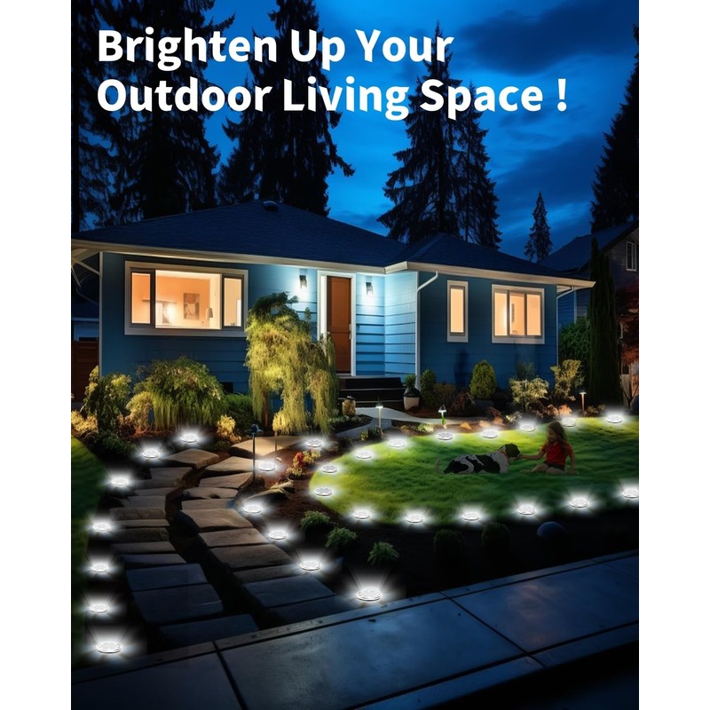 Solar Ground Lights Outdoor 18 Pack Waterproof, Upgraded Solor Garden