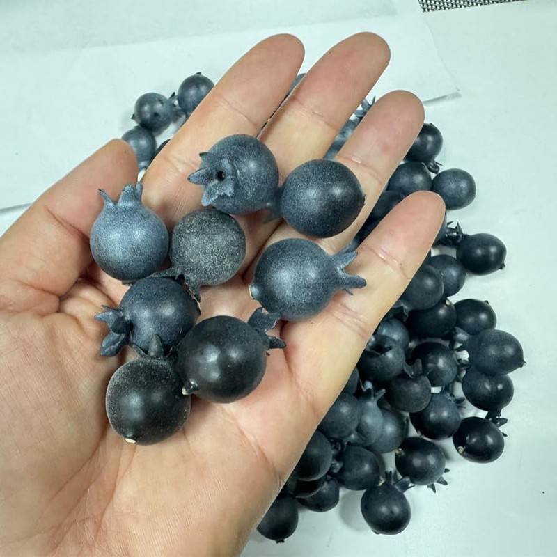 Rikyo 50 Blueberries Artificial Fruits, Realistic Lifelike Blue Foam Fruits,
