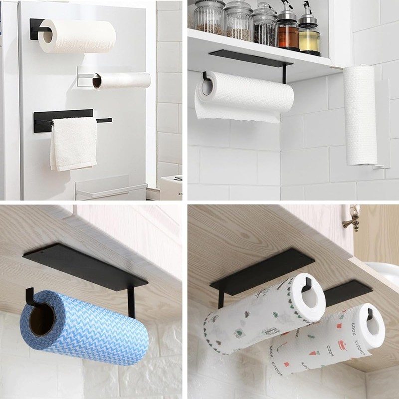 JJiaoLinin black kitchen roll holder，Magnetic Kitchen Roll Holder ，No Drilling