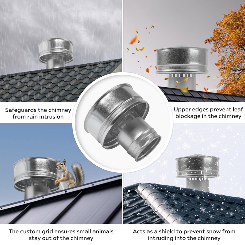4 Inch Roofing Rain Cap - Galvanized Steel Round Roof