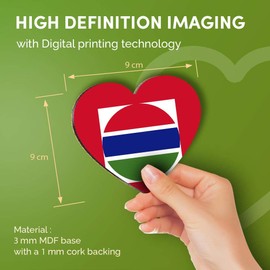 Destination Vinyl ltd Great Coasters (Set of 4) Heart - Gambia Flag Map Drink Glossy Coasters/Tabletop Protection for Any Table Type #9057