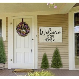 Welcome Party Wall Decor-Home Party Sign Decor-Rectangular Canvas Banner-Entryway Outdoor Garden Front Door Flag-Retirement Housewarming Wedding Birthday Christmas Gift-Welcome to Our Home
