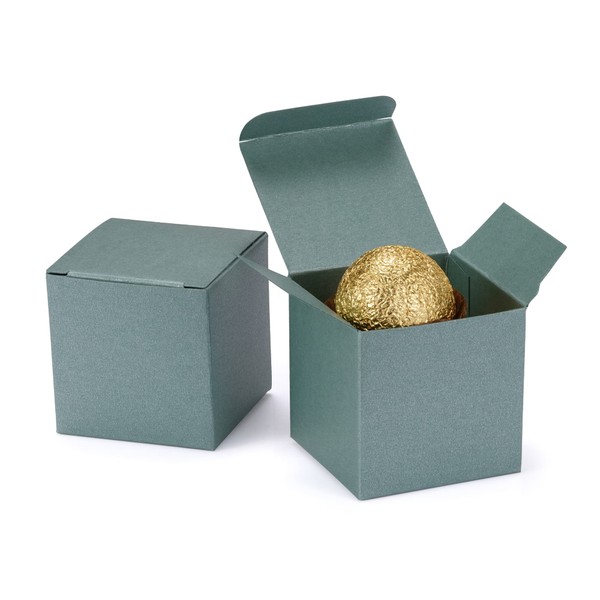 20ct Small Gift Boxes with Lids 2x2x2 inch - Vintage Pearlescent Paper Favor Boxes for Crafting Candy Cookie Treat Goodies Wedding Christmas Birthday Holiday Baby Shower (Sage)