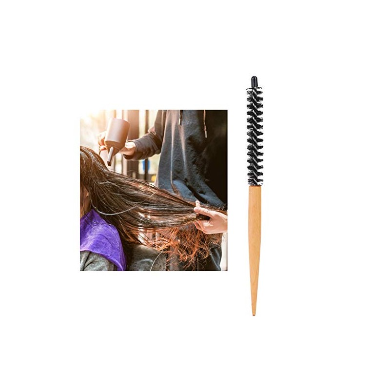 Mini Round Brush Nylon Bristles Short Hair Styling Wooden Handle