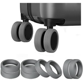 TUCANA Silicone Luggage Wheel Covers for Suitcases or Office Chair Caster, Elastic, Mute and Shockproof (Gray)