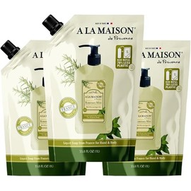 A LA MAISON French Liquid Hand Soap RefilL - Natural Hand Wash Made with Essential Oils - Biodegradable, Plant-Based, Vegan, Cruelty-Free (33.8 Fl Oz Pouch, 3 Pack, Rosemary Mint)