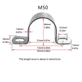 SHUNCHG 6-piece stainless steel U-pipe clamps, 50 mm heavy pipe clamp, hose buckle, pipe holder, hose closure, pipe clamp, clamp, pliers, mounting clamp