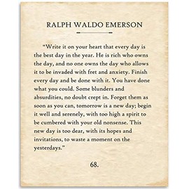 Ralph Waldo Emerson - Write It On Your Heart - 11x14 Unframed Typography Book Page Print - Great Motivational and Inspirational Gift and Decor Under $15
