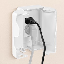Havenso Child Proof Outlet Cover, Double Lock System, Duplex & Decorator Electrical Outlet Plates, Indoor Wall Outlet Covers Box, White, Large Interior Space