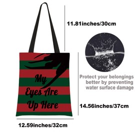 G2TUP Horror Movie Tote Bag Horror Movie Lover Gift My Eyes Are Up Here Nightmare Skull Shopping Bag (My Eyes CA)