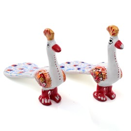 Minakari Traditional Indian Festive Décor Statue Sculpture Figurine Decoration for Home Office Party and Gifting (Set of 2 White Peacocks)