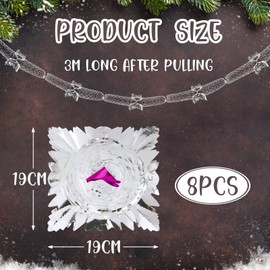 8 Pcs Christmas Ceiling Decorations Foil Garlands Silver Hanging Decorations Festive Ceiling Decorations for New Year Xmas Indoor Decoration Supplies