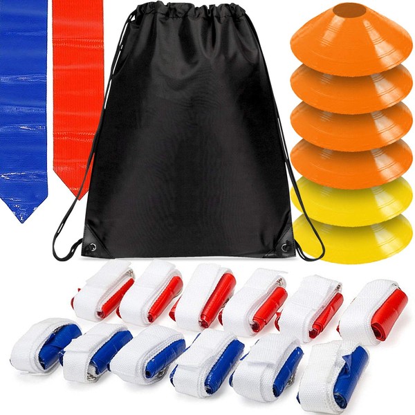 WYZworks - 12 Player Adjustable Football Flag Kit Set with