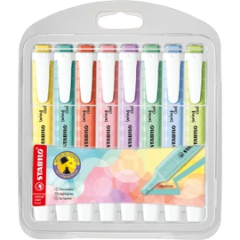 STABILO Highlighter swing cool Pastel - 5 x Pack of 8 - Cloudy Blue, Touch of Turquoise, Hint of Mint, Pink Blush, Dash of Lime, Mellow Coral Red, Milky Yellow, Lilac Haze