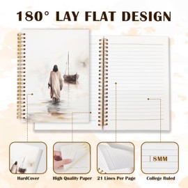 Qabliqo Watercolor Christian Jesus Spiral Notebooks, Jesus Walking on Water Journals for Writing, Prayer Journal, Christian Gifts for Women Men, Religious Notebook for Note Taking, 5.5x8.3 Inch