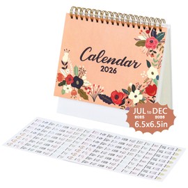 Multibey Desk Calendar 2025-2026, Small Flip Desktop Calendar 6.5" x 6.5" with Floral Cover, July 2025-Dec 2026, 18-Month Planner with To-Do Lists & 192 Reminder Stickers (2 Sheets)