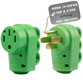 50 Amp RV Plug Male and Female Plug Set, 6-50P Plug & 6-50R Receptacle RV Electrical Campers Plug, RV Replacement Plug for RV, Camper, Caravan