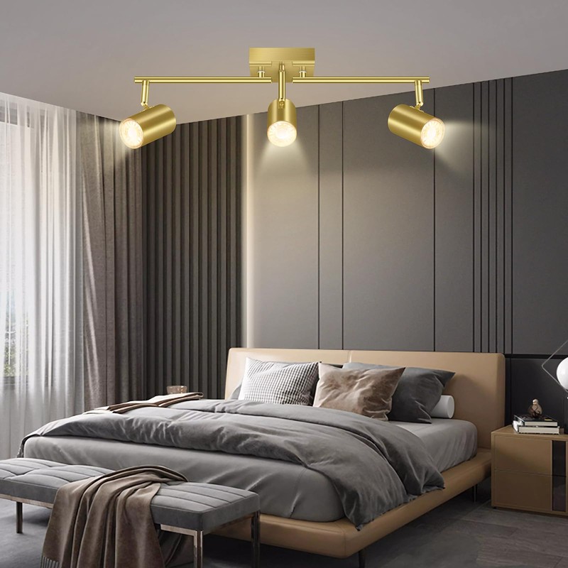 BoostArea 3 Light Track Lighting Fixtures Ceiling, Gold Kitchen Lighting
