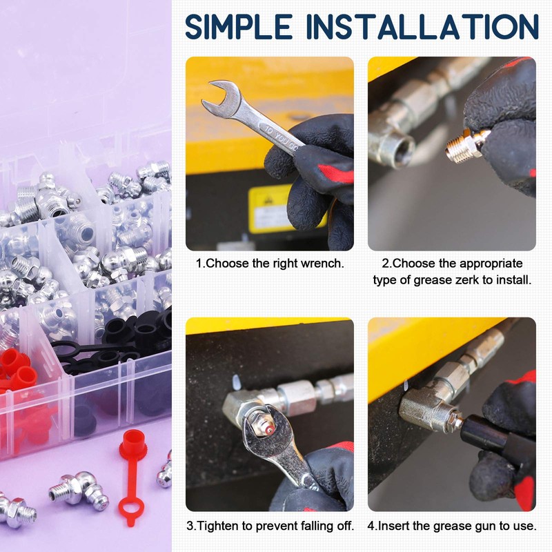 181Pcs SAE Hydraulic Grease Fittings Standard with Plastic Grease Fitting