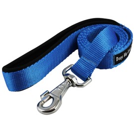 Dogs My Love 4ft Long Neoprene Padded Handle Nylon Leash 4 Sizes Blue (XLarge - 1" Wide)