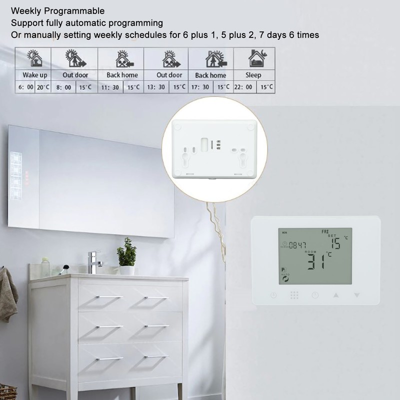 Wireless RF Temperature Controller Programmable LCD Backlit Display Smart Electric