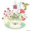 Alice's Cottage Hummingbirds and Teacup Flour Sack Kitchen Towels Set