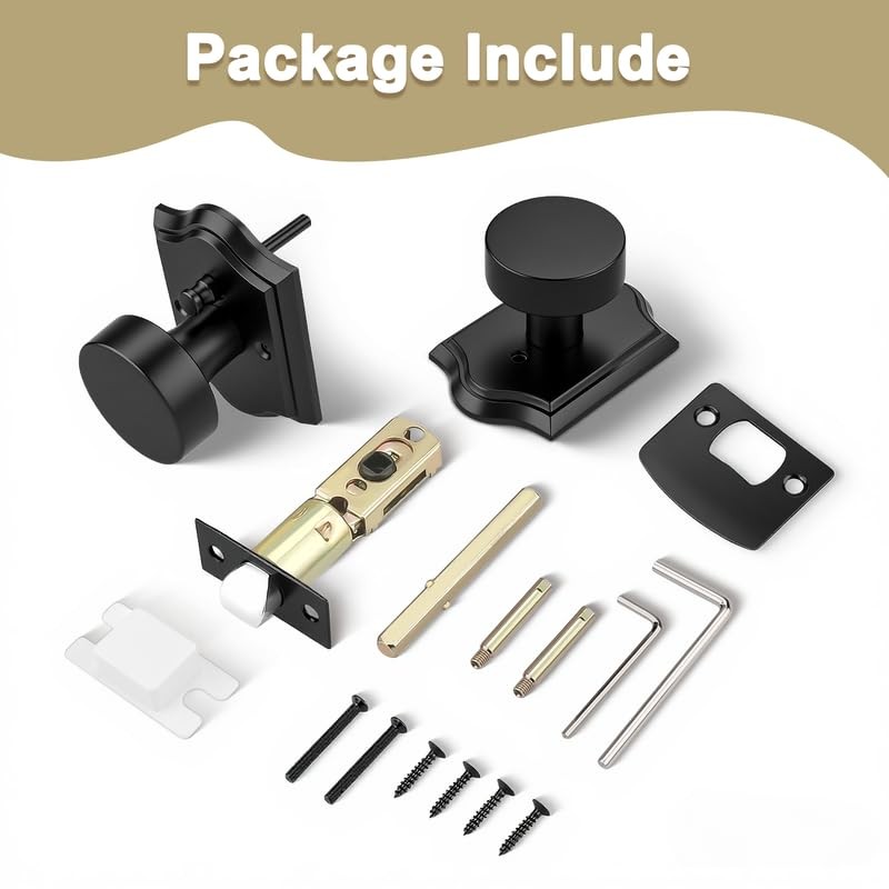Probrico Black Door Knobs Interior, Bathroom/Bedroom Door Locks, Privacy Door