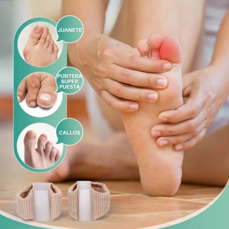 Separador Dedo Pie Forro Gel Doble Bucle Corrector Juanete Marrón