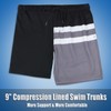 QRANSS Mens Swimming Trunks with Compression Liner 9'' Striped Swim