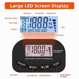 Unbranded Grip Strength Tester 396Lbs/180Kg Digital Hand Dynamometer Grip Strength Meter