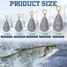 Relaxgiant Bell Fishing Weights Sinkers Drop Shaped Fishing Sinkers Catfish Weights for Ocean Saltwater Surf Bass Casting Gear Tackle Includes(1/2oz 3/8oz 1/4oz 3/16oz 1/8oz,150pcs/box)