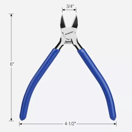 Workpro 2PC Wire Cutters 6 Inch Precision Flush Cutter Spring Loaded Side Pliers