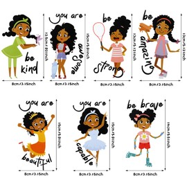 7 Pieces Black Girl Iron on Patches Washable Heat Transfer Decals Sticker Mixed Iron on Heat Transfers Patches for DIY T-Shirt Clothing Coat Jeans Backpacks(Cute Style)