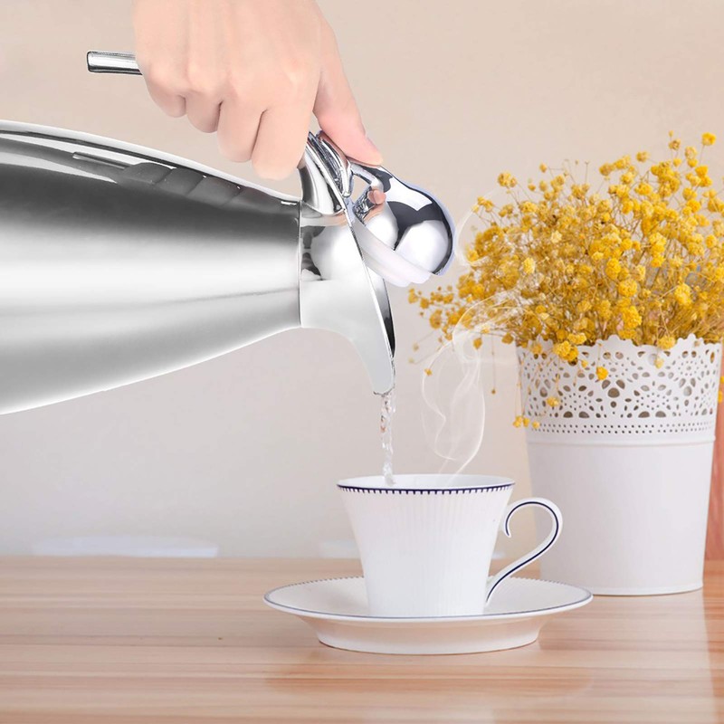 Stainless Steel Thermal Coffee Pot with Lid / Double-Walled Vacuum