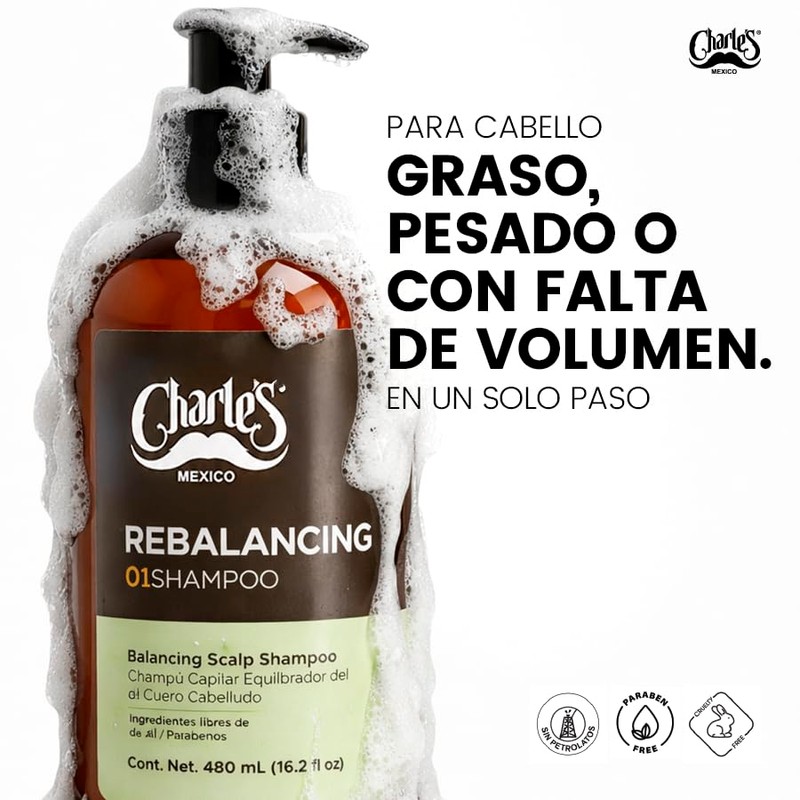Charle's Shampoo Cabello Graso Rebalancing - Sin Sales y Parabenos