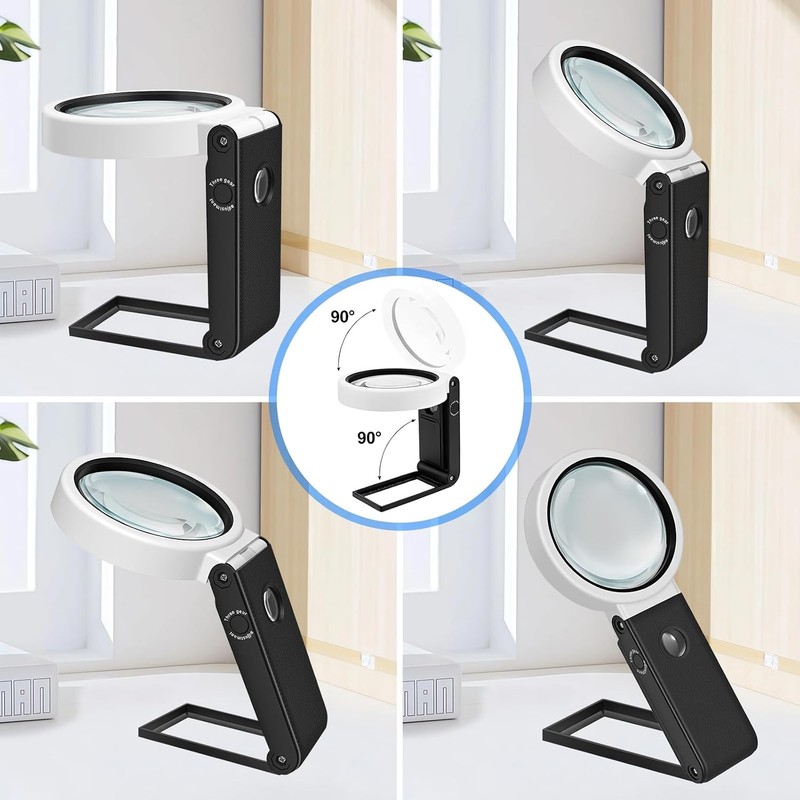 Lupa LED 5X‑25X plegable con soporte – modelo 7058B