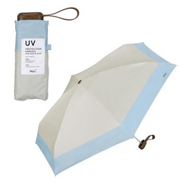 Wpc. 801-16423-102-EC 2024 Folding Parasol/Umbrella, Shade, Unisex, Stylish, Cute, Compact, Work/School, Trendy Colors, 7.4 oz (210 g), 18.5-in. (47 cm) Ribs, Light Gray x Saxon Blue (Limited)