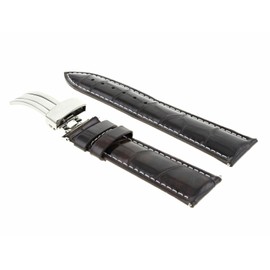 Ewatchparts 20mm Leather Watch Band Strap Compatible With Montblanc Star 106467 Watch Deploy Clasp Dark Brown With White Stitching