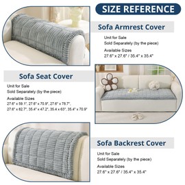 OstepDecor Couch Arm Cover, Non Slip Arm Chair Cover, Headrest Backrest Armrest Covers for Dogs Cats Pet Loveseat Recliner Leather L Shaped Sofa (27.6" x 27.6", Grey)
