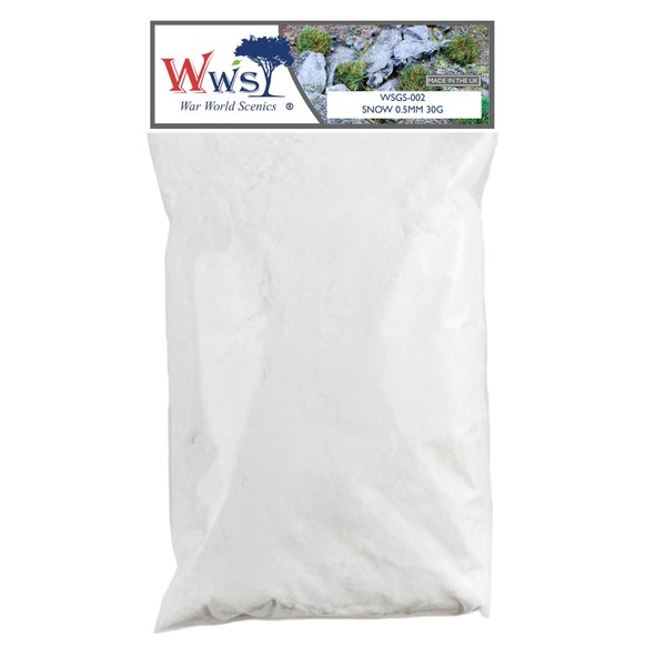 WWScenics | 0.5mm Snow Static Grass |30g | WSG1-081 | Realistic Model Scenery Material