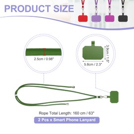 PATIKIL Smart Phone Lanyards, 2 Pack Universal Cell Phone Lanyards Adjustable Phone Strap Crossbody Lanyard Patch with Neck Strap Fits Most Smartphones, Grass Green